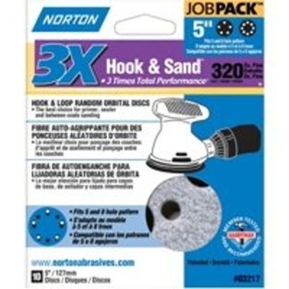 NORTON 03217 Sanding Disc, 5 in Dia, 11/16 in Arbor, Coated, P320 Grit, Extra Fine, Alumina Ceramic Abrasive