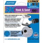 NORTON 04036 Sanding Disc, 5 in Dia, 11/16 in Arbor, Coated, P150 Grit, Fine, Alumina Ceramic Abrasive, Spiral