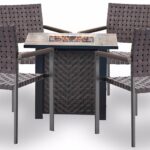 Seasonal Trends 141607 Madrid Fire Chat Set, Fire Chat Set, Ceramic Tile/Steel/Wicker, Brown, Powder-Coated