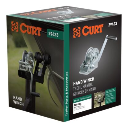 Curt 29423 Hand Crank Winch, Electric, 900 lb, Steel