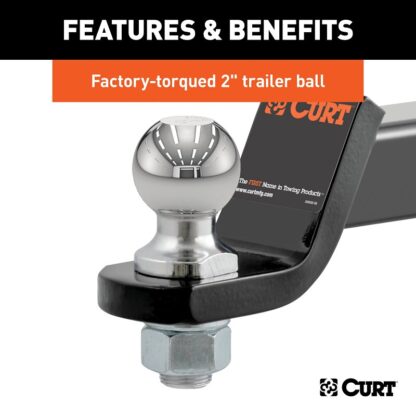 Curt 45836 Ball Mount, 2 in Dia Hitch Ball, Powder-Coated