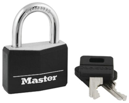 Master Lock 141D Padlock, Keyed Different Key, 1/4 in Dia Shackle, Steel Shackle, Brass Body, 1-9/16 in W Body