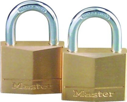 Master Lock 140T Padlock, Keyed Alike Key, 1/4 in Dia Shackle, Steel Shackle, Solid Brass Body, 1-9/16 in W Body