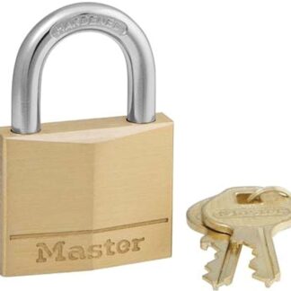 Master Lock 140QLH Padlock, Keyed Alike Key, 1/4 in Dia Shackle, Steel Shackle, Solid Brass Body, 1-9/16 in W Body