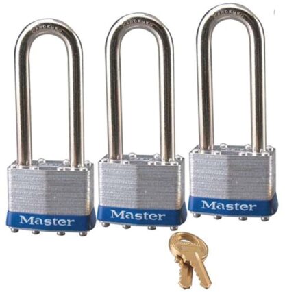 Master Lock 1TRILJ Padlock, Keyed Alike Key, 5/16 in Dia Shackle, 2-1/2 in H Shackle, Steel Shackle, Steel Body