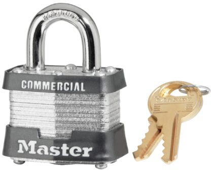 Master Lock 3KA 3212 Padlock, Keyed Alike Key, Open Shackle, 9/32 in Dia Shackle, 3/4 in H Shackle, Steel Shackle