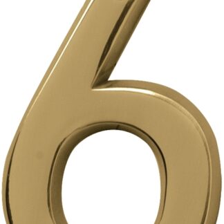 Hy-Ko Prestige Series BR-42PB/6 House Number, Character: 6, 4 in H Character, Brass Character, Brass Sells in Quantity of 3