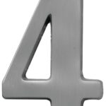 Hy-Ko Prestige Series BR-51SN/4 House Number, Character: 4, 5 in H Character, Nickel Character, Brass Sells in Quantity of 3