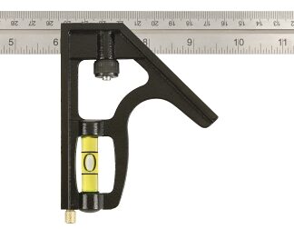 Johnson 420EM Combination Square, 16 in L Blade, SAE/Metric Graduation, Stainless Steel Blade