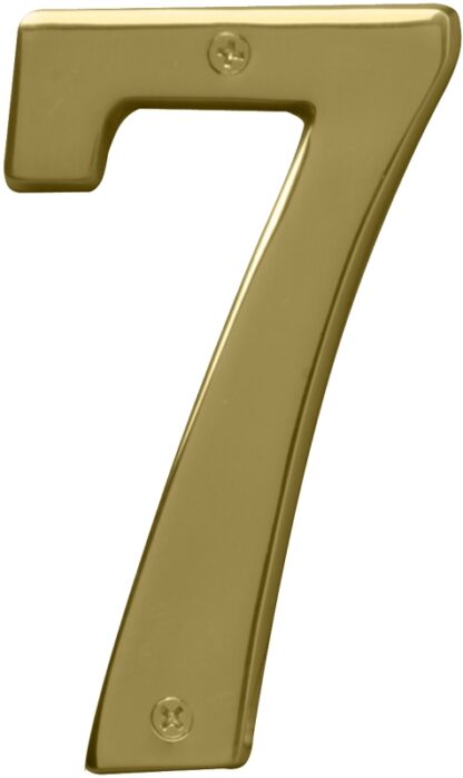 Hy-Ko Prestige Series BR-51PB/7 House Number, Character: 7, 5 in H Character, Brass Character, Solid Brass Sells in Quantity of 3