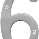 Hy-Ko Prestige Series BR-43SN/6 House Number, Character: 6, 4 in H Character, Nickel Character, Solid Brass Sells in Quantity of 3