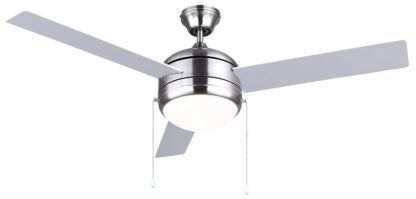 Canarm CALIBRE III CF48CA33BN LED Ceiling Fan, 3-Blade, Black Housing, Black Blade, 48 in Sweep, Plywood Blade