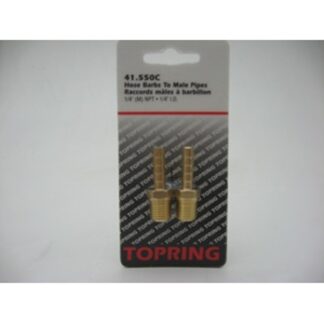 Topring 41.570C Hose to Pipe Splicer, 3/8 x 1/4 in, Barb x MNPT, Brass, Nickel