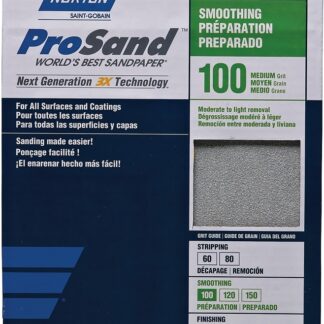 Norton ProSand 07660702629 Sanding Sheet, 11 in L, 9 in W, Medium, 100 Grit, Aluminum Oxide Abrasive, Paper Backing Sells in Quantity of 50