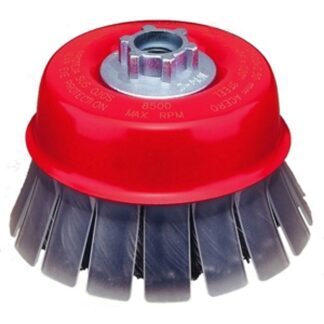 Norton 33497 Wire Cup Brush, 5 in Dia, 5/8-11 in Arbor/Shank, Knotted Bristle, 0.02 in Dia Bristle