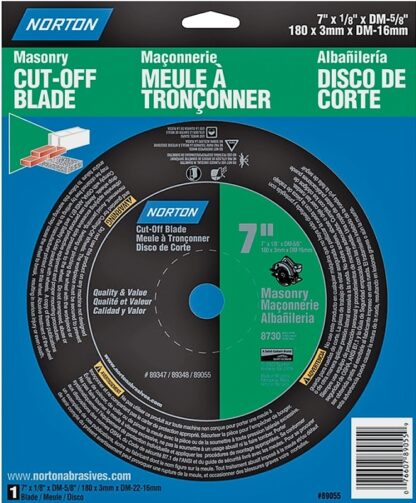 NORTON 07660789055 Cut-Off Wheel, 7 in Dia, 1/8 in Thick, 5/8 in Arbor, 24 Grit, Silicone Carbide Abrasive