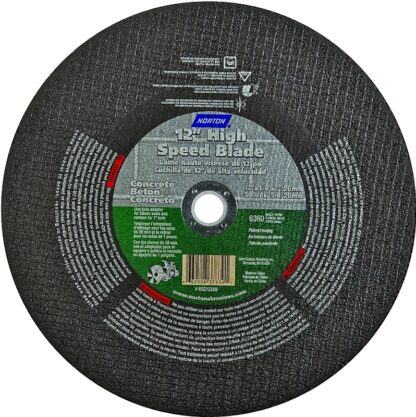 NORTON 66252837839 Cut-Off Wheel, 12 in Dia, 1/8 in Thick, 1 in Arbor, 24 Grit, Very Coarse