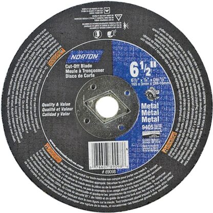 NORTON 07660789098 Circular Cut-Off Wheel, 6-1/2 in Dia, 1/8 in Thick, 5/8 in Arbor, Aluminum Oxide Abrasive