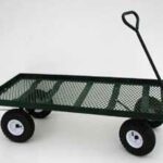 Millside Industries EFRW-G Wagon, 800 lb, Metal Deck, 4 x 10 in Wheel, Pneumatic Wheel, Easy Grip, Long Handle, Green