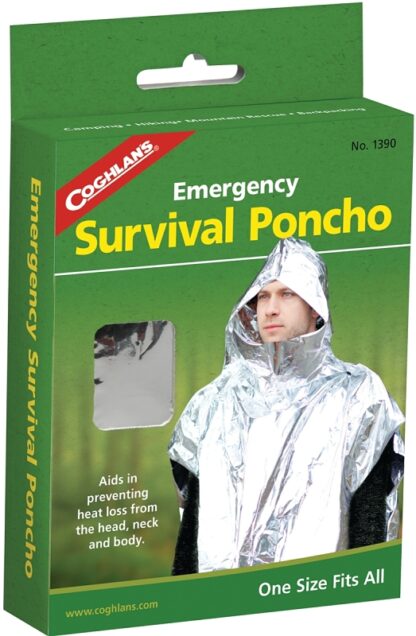 COGHLAN'S 1390 Emergency Survival Poncho, Metallized Aluminum/Polyethylene Sells in Quantity of 6