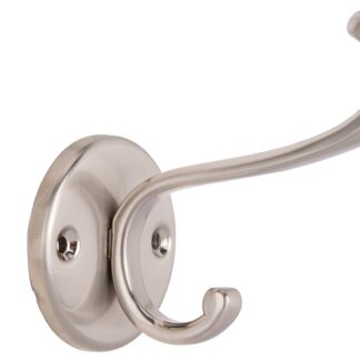 ProSource H-031-SN Coat and Hat Hook, 33 lb, 2-Hook, 1 in Opening, Zinc, Satin Nickel