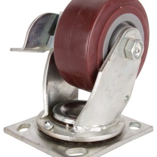 ProSource JC-P02 Swivel Caster, 4 in Dia Wheel, 2 in W Wheel, PU Wheel, Gray, 350 lb, Steel Housing Material