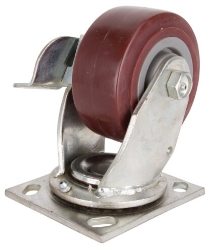 ProSource JC-P02 Swivel Caster, 4 in Dia Wheel, 2 in W Wheel, PU Wheel, Gray, 350 lb, Steel Housing Material