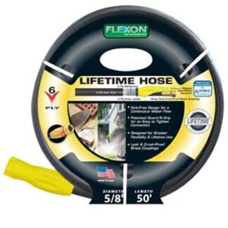 Flexon BLF5850 Garden Hose, 5/8 in, 50 ft L, Vinyl, Black