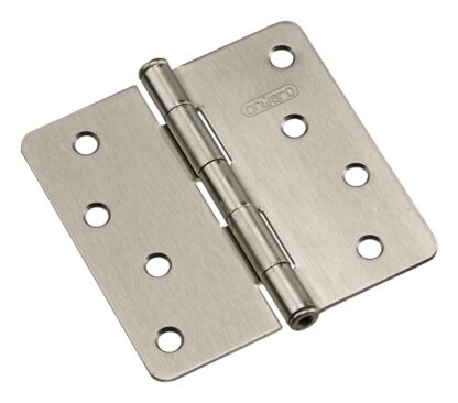 Onward 2822NBB Butt Hinge, 4 in H Frame Leaf, 3/32 in Thick Frame Leaf, Steel, Brushed Nickel, Removable Pin, 60 lb