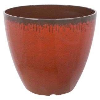 Landscapers Select PT-S023 Planter, 12 in Dia, 10 in H, Round, Resin, Red, Mocha Drip Sells in Quantity of 6