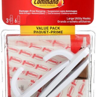 Command 17003C-VP Large Utility Hook, 5 lb, 3-Hook, Plastic, White Sells in Quantity of 2