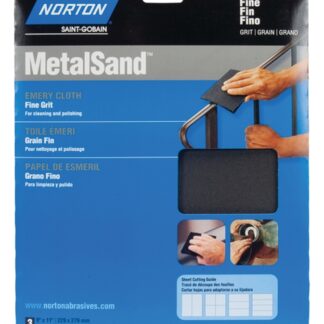 NORTON MetalSand 07660747805 Sanding Sheet, 11 in L, 9 in W, Fine, Emery Abrasive, Cloth Backing