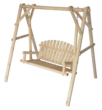 Seasonal Trends F12022 Log Swing and Frame Kit, 450 lbs Seating, Cedar Wood Frame, Nature Frame