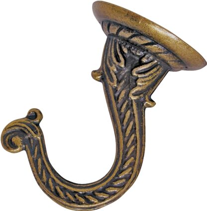 Landscapers Select GB0073L Ceiling Hook, 2.5 in L, Zinc Alloy, Antique Brass, Wall Mount Mounting