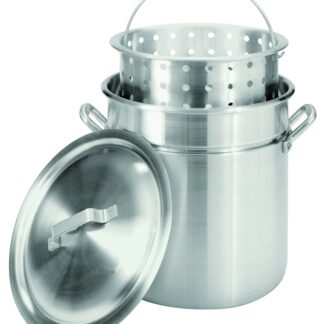 Bayou Classic 4042 Stock Pot with Basket, 42 qt Capacity, Aluminum, Riveted Handle