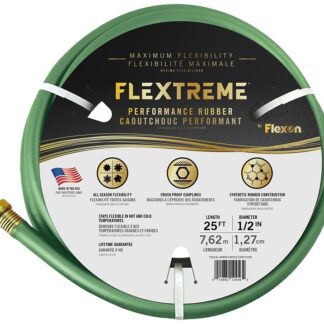 Flexon PH1225G Garden Hose, 1/2 in, 25 ft L, Rubber