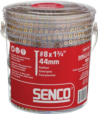 SENCO 08F175Y Collated Interior Wood Screw, #2 Drive, Sharp Point, Flat Head, 1-3/4 in L