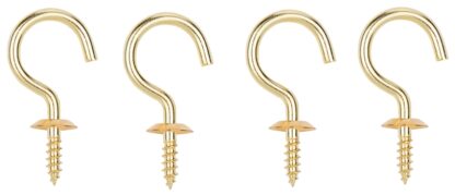 ProSource LR-385-PS Cup Hook, 15/32 in Opening, 3.5 mm Thread, 1-1/2 in L, Brass, Brass