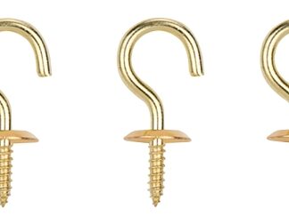 ProSource LR-391-PS Cup Hook, 11/32 in Opening, 3.2 mm Thread, 1-1/4 in L, Brass, Brass