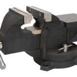 Vulcan JL25013 Bench Vise, 6 in Jaw Opening, 1/2 in W Jaw, 3 in D Throat, Cast Iron Steel, Serrated Jaw