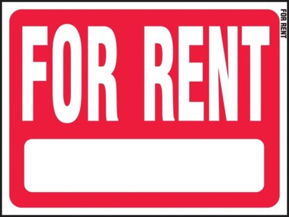 Hy-Ko RS-603 Real Estate Sign, Rectangular, FOR RENT, White Legend, Red Background, Plastic Sells in Quantity of 5