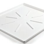 Camco USA 20786 Washing Machine Drain Pan, Low Profile, Polypropylene, White, Matte, For: Front-Loading Machines