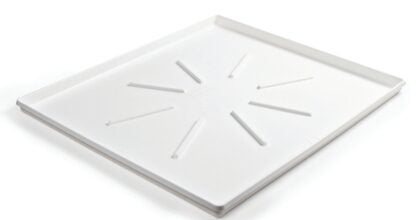 Camco USA 20786 Washing Machine Drain Pan, Low Profile, Polypropylene, White, Matte, For: Front-Loading Machines