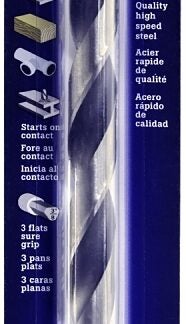 Vulcan 289671OR Jobber Drill Bit, 1/2 in Dia, 6 in OAL, 3-Flat, Reduced Shank