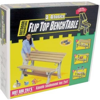 2x4basics 90110 Flip Top Bench Table, Wood, Sand