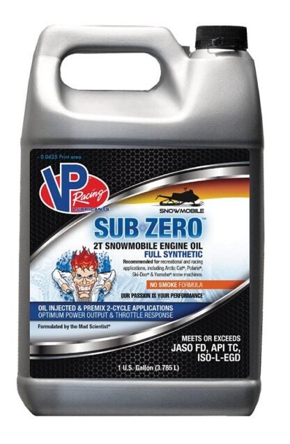 VP Racing Fuels Sub-Zero VP7110004 Synthetic 2T Snowmobile Oil, 1 gal