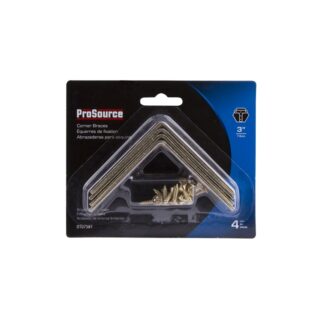 ProSource CB-S03-C4PS Corner Brace, 3 in L, 3 in W, 3/4 in H, Steel, Bright Brass, 2.6 mm Thick Material