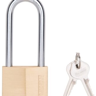 ProSource HD-250DLS Padlock, Long Shackle, 5/16 in Dia Shackle, 3 in H Shackle, Steel Shackle, Brass Body, Solid Brass