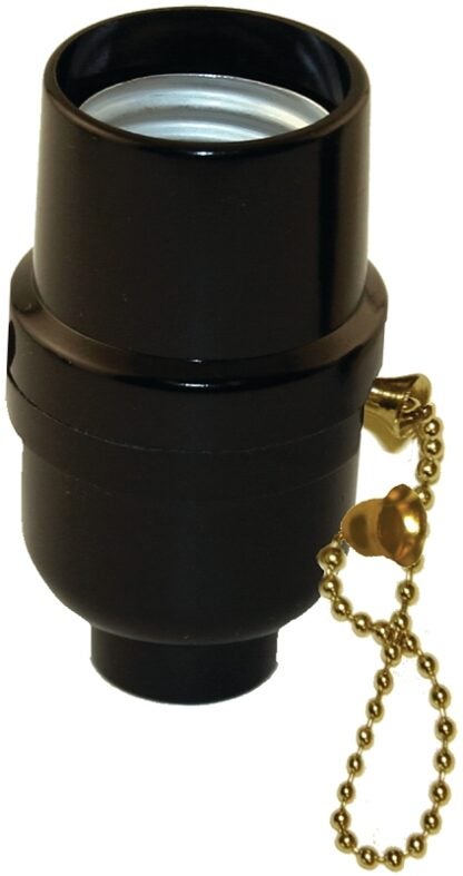 Atron LA936 Pull Chain Socket, 250 V, 250 W, Phenolic Housing Material, Black