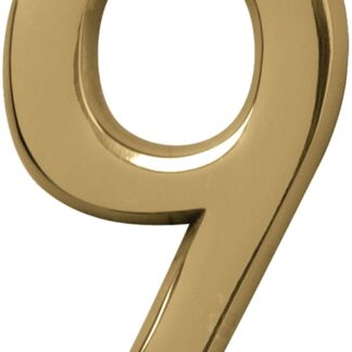 Hy-Ko Prestige Series BR-42PB/9 House Number, Character: 9, 4 in H Character, Brass Character, Solid Brass Sells in Quantity of 3